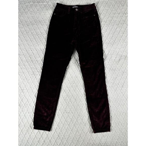 DL1961 Chrissy Ultra High Rise Skinny Jeans Size 25 (US 0/2) Burgundy Velvet - Picture 8 of 10
